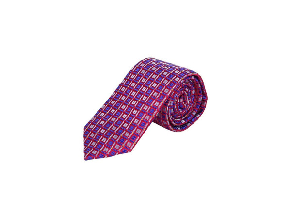 Krawatte für Herren aus 100% Seide - handgefertigt in Italien - 150 x 7 cm - Rotes Muster