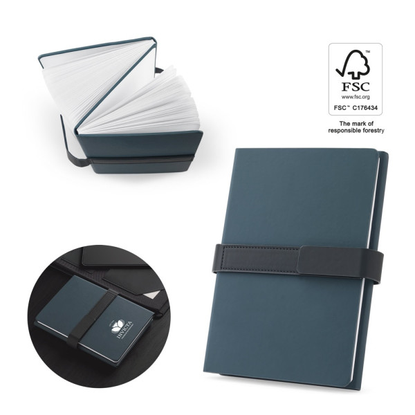 SANDERSON. A5 Notizbuch aus PU (50% recycelt) mit zwei Blöcken: linierte Seiten und unlinierte Seite