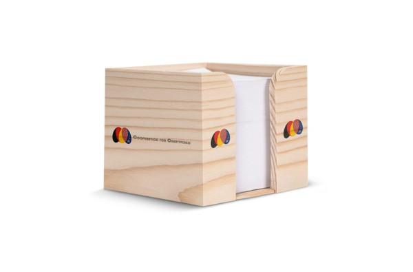 Zettelblock aus Holz, recycelt 10x10x8.5cm