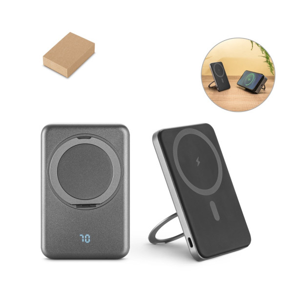 WARSHEL 5. Magnetische Powerbank mit 5'000 mAh und superschnellem kabellosem Ladegerät (15 W) aus re