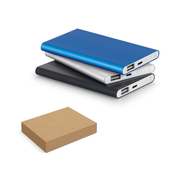 MARCET. Powerbank Slim 4'000 mAh aus 70 % recyceltes ABS (70% rABS) und 30 % recyceltes Aluminium (3